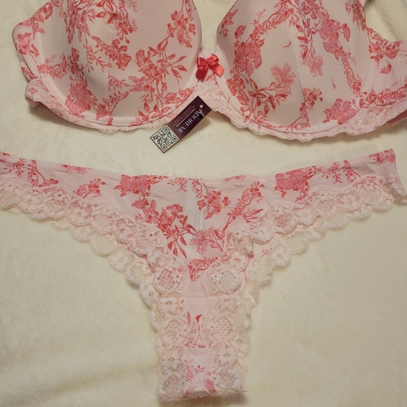 NWT Adore Me Pink Floral Lace Bra & Panty - Picture 4 of 7